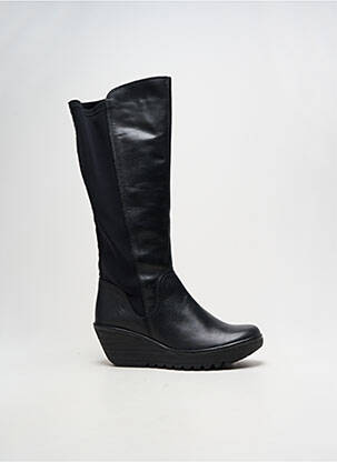 Bottes tissage satiné talon de 7 à 9cm noir FLY LONDON femme