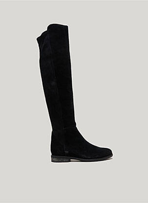 Cuissardes nubuck talon plat jusqu'à 3cm noir ELISA LANCI femme