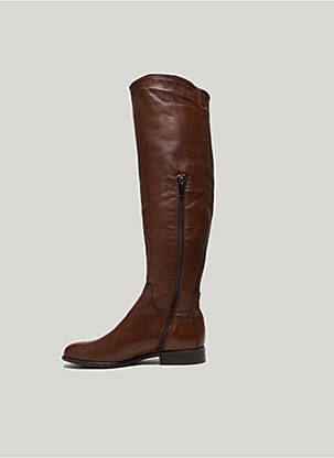 Cuissardes tissage satiné talon plat jusqu'à 3cm marron ELISA LANCI femme
