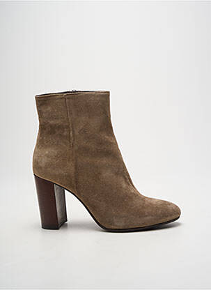 Bottines/boots nubuck talon de 7 à 9cm beige ELISA LANCI femme