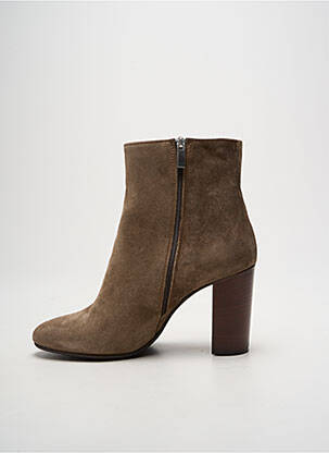 Bottines/boots nubuck talon de 7 à 9cm beige ELISA LANCI femme