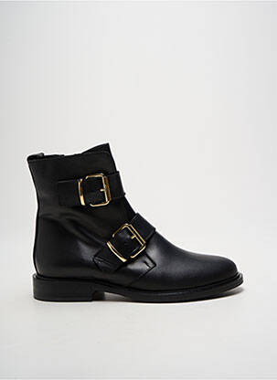 Bottines/boots matière lisse talon plat jusqu'à 3cm noir ELISA LANCI femme