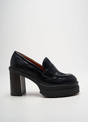 Mocassins tissage satiné talon de 7 à 9cm noir PAOYAMA femme