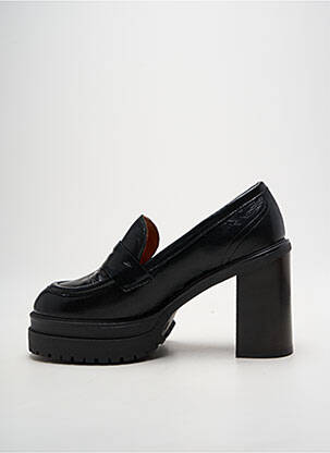 Mocassins tissage satiné talon de 7 à 9cm noir PAOYAMA femme