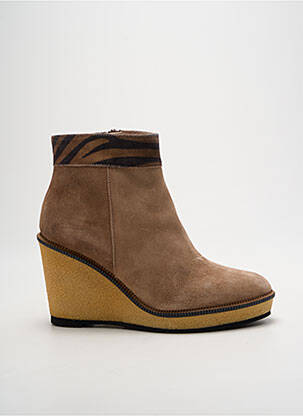 Bottines/boots nubuck talon de 7 à 9cm beige GADEA femme