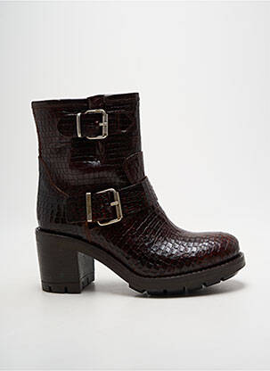 Bottines/boots tissage satiné talon de 4 à 6cm marron PAOYAMA femme