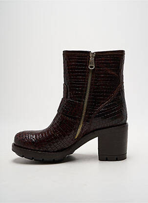 Bottines/boots tissage satiné talon de 4 à 6cm marron PAOYAMA femme