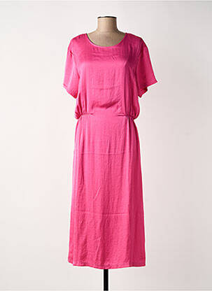 Robe mi-longue manches courtes manches courtes rose AMERICAN VINTAGE femme