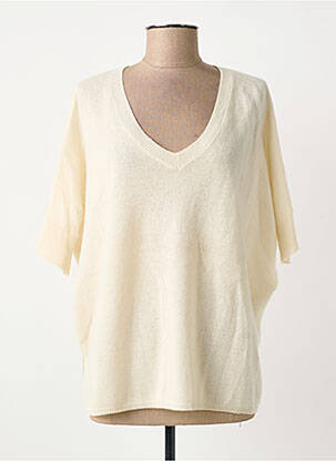 Pull coupe droite manches courtes beige ABSOLUT CASHMERE femme