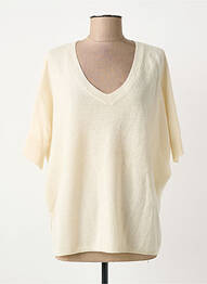 Pull col v manches courtes beige ABSOLUT CASHMERE femme