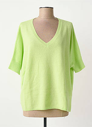 Pull coupe droite manches courtes vert ABSOLUT CASHMERE femme