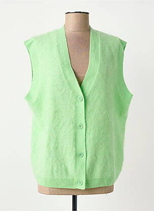 Gilet sans manche maille fine vert ABSOLUT CASHMERE femme
