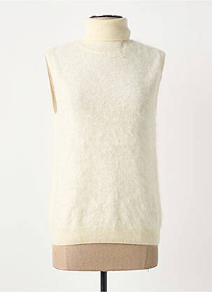 Pull coupe cintrée sans manche beige ABSOLUT CASHMERE femme