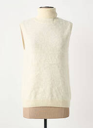 Pull coupe cintrée sans manche beige ABSOLUT CASHMERE femme
