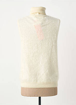 Pull coupe cintrée sans manche beige ABSOLUT CASHMERE femme
