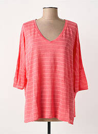 T-shirt coupe droite manches 3/4 rose ABSOLUT CASHMERE femme