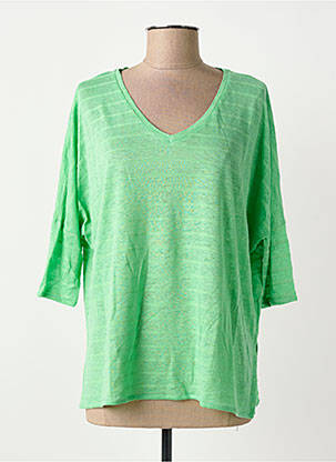 T-shirt manches 3/4 manches 3/4 vert ABSOLUT CASHMERE femme