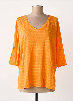 T-shirt manches 3/4 manches 3/4 orange ABSOLUT CASHMERE femme
