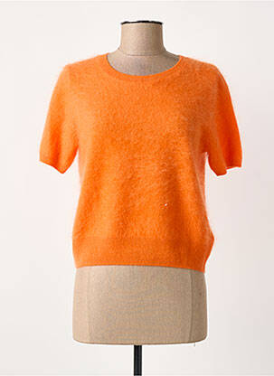 Pull coupe cintrée manches courtes orange ABSOLUT CASHMERE femme