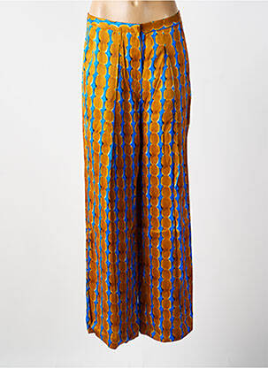 Pantalon large fermeture zippée sous rabat avec crochet taille normale marron CHLOÉ STORA femme