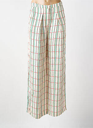 Pantalon large fermeture zippée sous rabat avec crochet taille normale beige CHLOÉ STORA femme