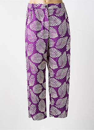Pantalon droit fermeture zippée sous rabat boutonné taille normale violet CHLOÉ STORA femme