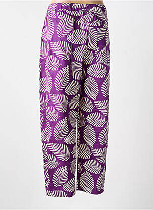 Pantalon droit fermeture zippée sous rabat boutonné taille normale violet CHLOÉ STORA femme