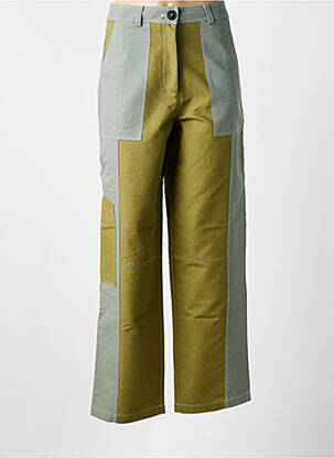 Pantalon droit fermeture zippée sous rabat boutonné taille normale vert CHLOÉ STORA femme