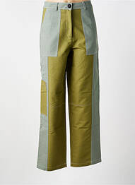 Pantalon droit fermeture zippée sous rabat boutonné taille normale vert CHLOÉ STORA femme