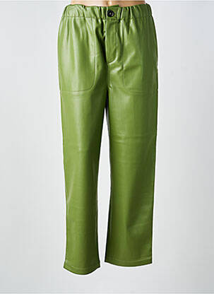 Pantalon chino fermeture zippée sous rabat boutonné taille normale vert CHLOÉ STORA femme
