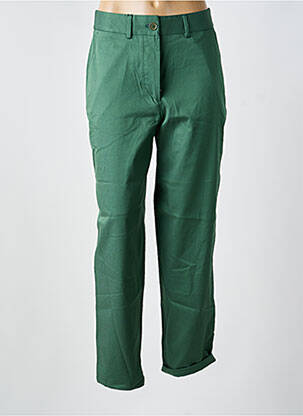 Pantalon chino fermeture zippée sous rabat boutonné taille normale vert CHLOÉ STORA femme