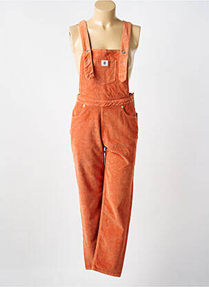 Salopette fermeture zip latéral sans manche orange CÔTELÉ femme