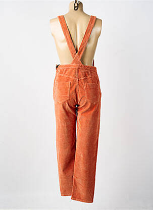 Salopette fermeture zip latéral sans manche orange CÔTELÉ femme