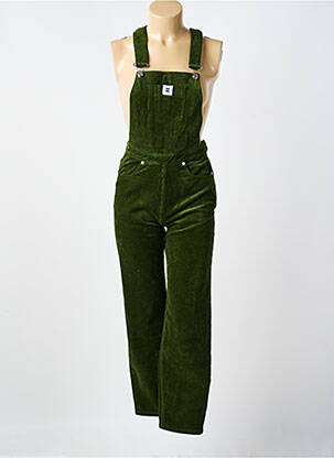 Salopette fermeture zip latéral sans manche vert CÔTELÉ femme