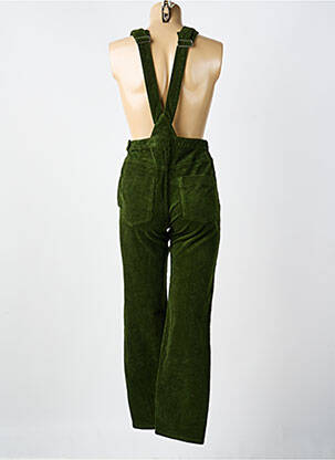 Salopette fermeture zip latéral sans manche vert CÔTELÉ femme