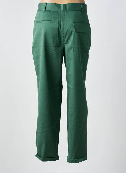 Pantalon chino fermeture zippée sous rabat boutonné taille normale vert CHLOÉ STORA femme
