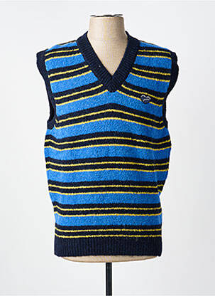 Pull col v sans manche bleu MAISON LABICHE homme