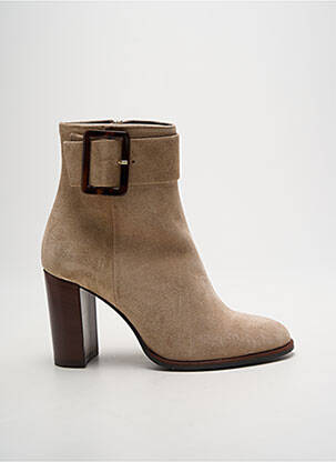 Bottines/boots nubuck talon de 7 à 9cm beige ELISA LANCI femme