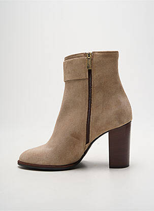 Bottines/boots nubuck talon de 7 à 9cm beige ELISA LANCI femme