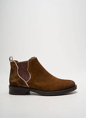 Bottines/boots tissage satiné talon plat jusqu'à 3cm marron MKD femme