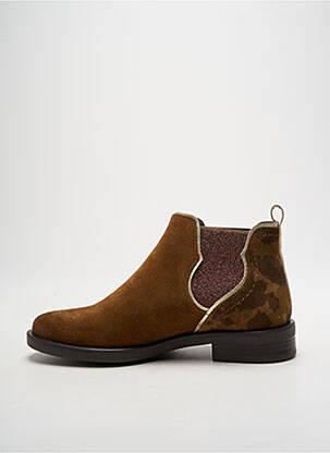 Bottines/boots tissage satiné talon plat jusqu'à 3cm marron MKD femme