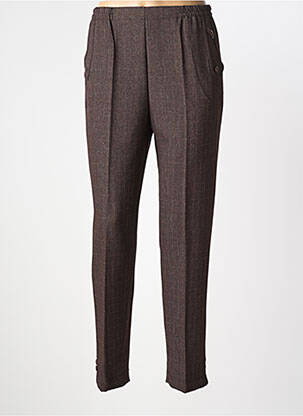 Pantalon slim taille élastique taille haute marron PLURIELLES femme