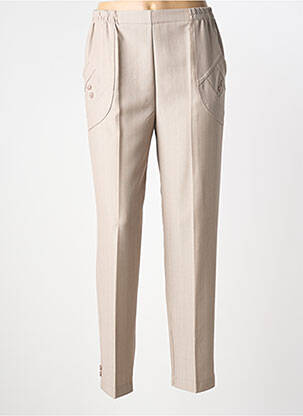 Pantalon slim taille élastique taille haute beige PLURIELLES femme