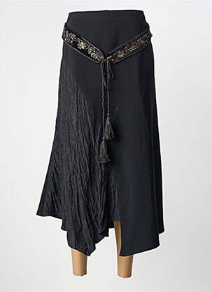 Jupe longue tissage crêpe noir VICTORIA VELIANI femme