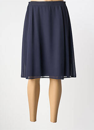 Jupe mi-longue taille élastique bleu GUY DUBOUIS femme