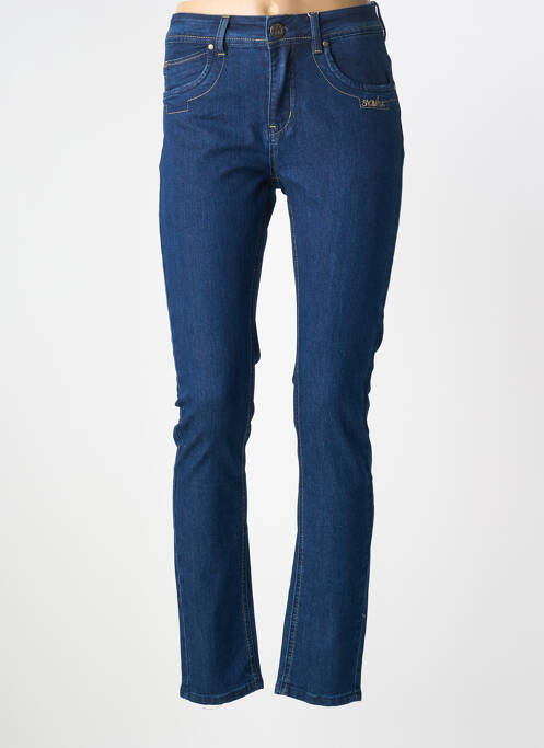 Jeans coupe slim tissage brut taille normale bleu fonce S.QUISE femme