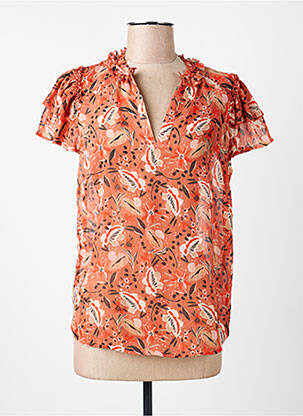 Top imprimé fantaisie manches courtes orange GARCIA femme