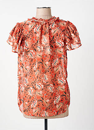 Top imprimé fantaisie manches courtes orange GARCIA femme