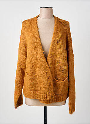 Gilet manches longues col v jaune RUE MAZARINE femme