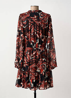 Robe mi-longue imprimé fantaisie manches longues noir FREEMAN T.PORTER femme